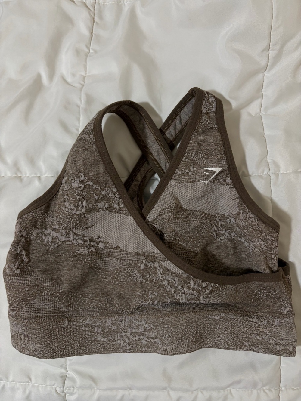 Gymshark Brown Patterned Cross-Back Sports Bra